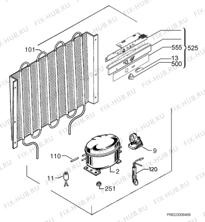 Взрыв-схема холодильника Aeg Electrolux AG77250-8I - Схема узла Cooling system 017